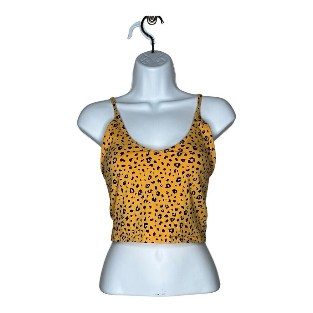 Aritiza Sunday‎ Best Yellow Leopard Print Crop Top Womens Size Small Festival